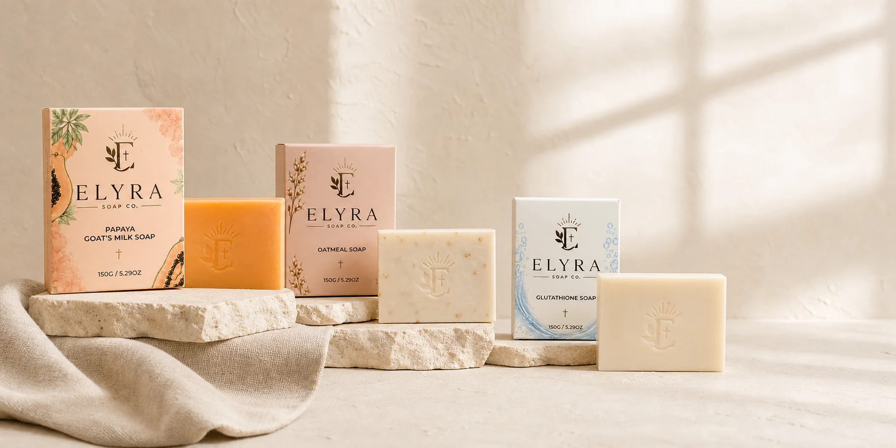 The Elyra collection in a warm, light-filled editorial setting